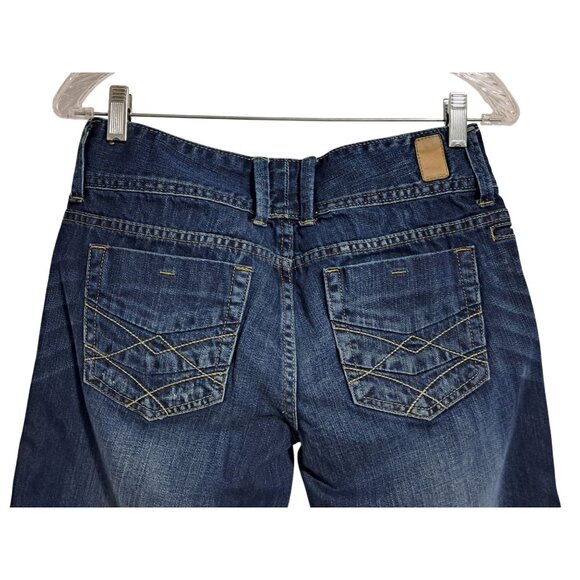 Maurices Distressed Capri Jeans Womens Juniors 5 / 6 Dark Blue Denim Wide Leg - Picture 6 of 10